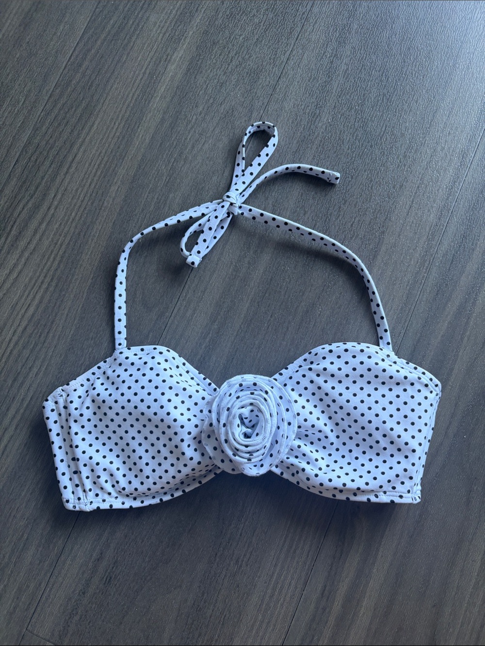 No Boundaries White Polka Dot Bikini Top
